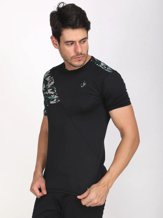 Camouflage Printed T-shirts (Black-Green)