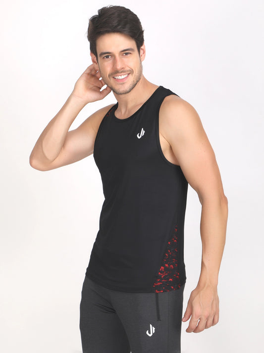 Jeffa Printed Running Vest in Black