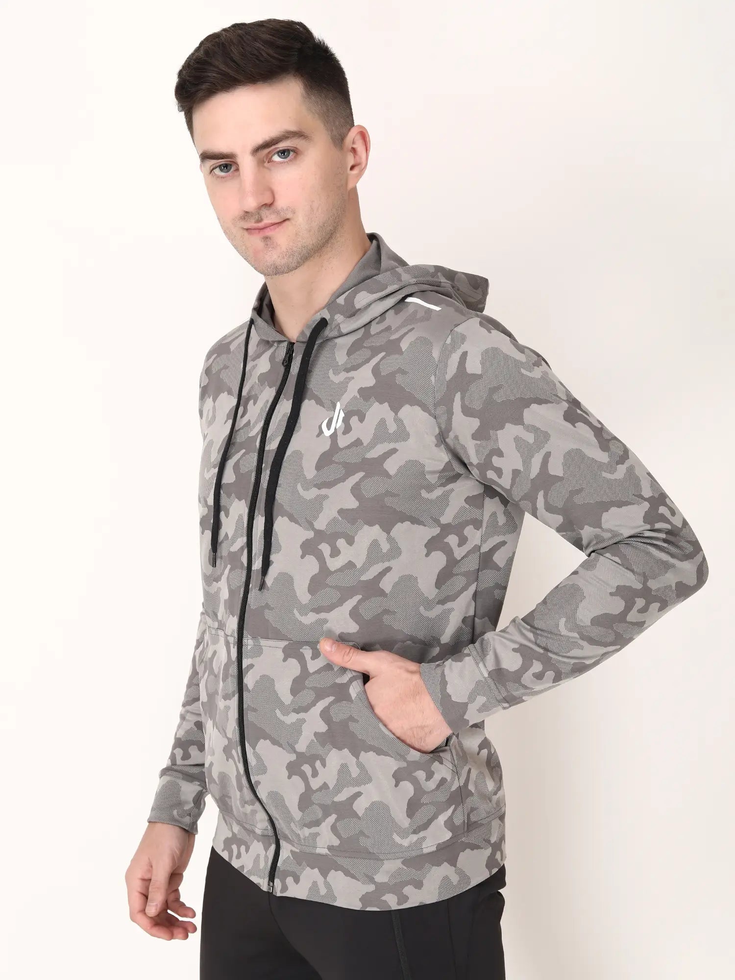 Grey Camo Jacquard Track Jacket