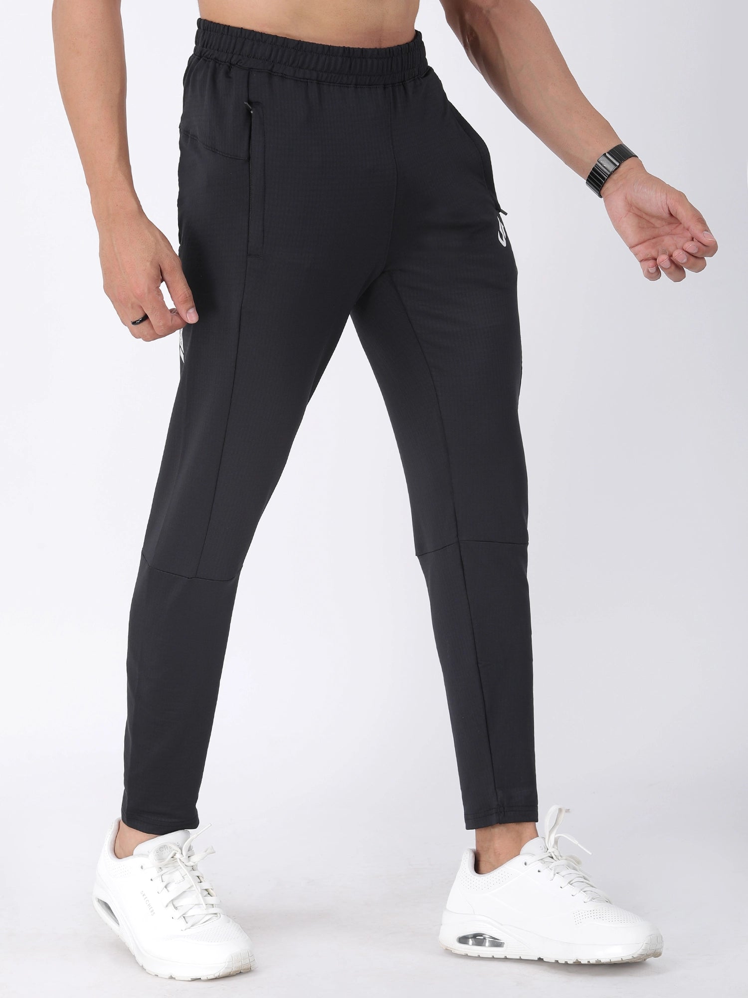 Black Polyester Track Pants