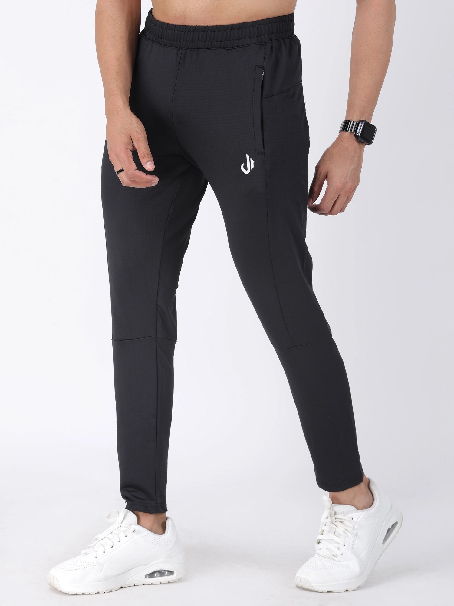 Black Polyester Track Pants