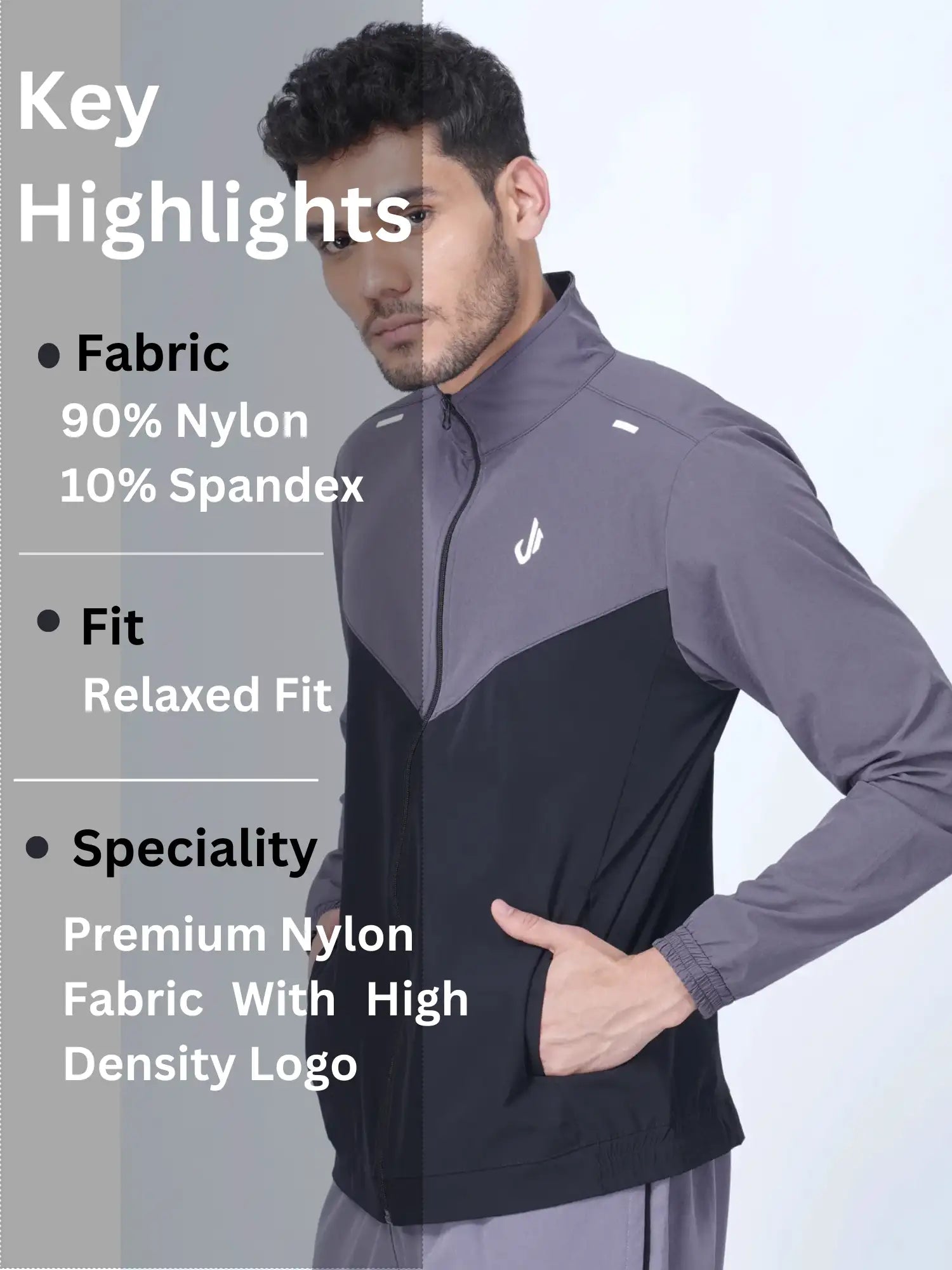 Grey Black Woven Training Jacket
