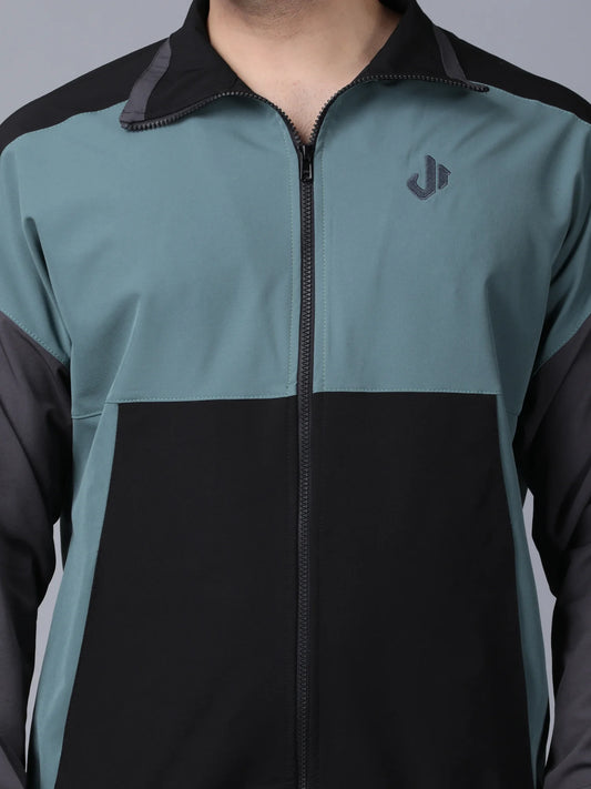 Olive Colour Blocked Nylon Jacket