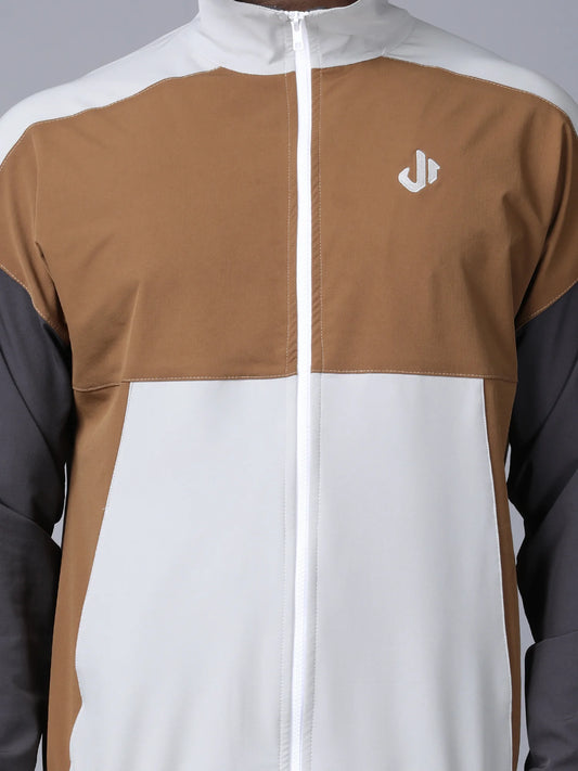 Tan Colour Blocked Nylon Jacket