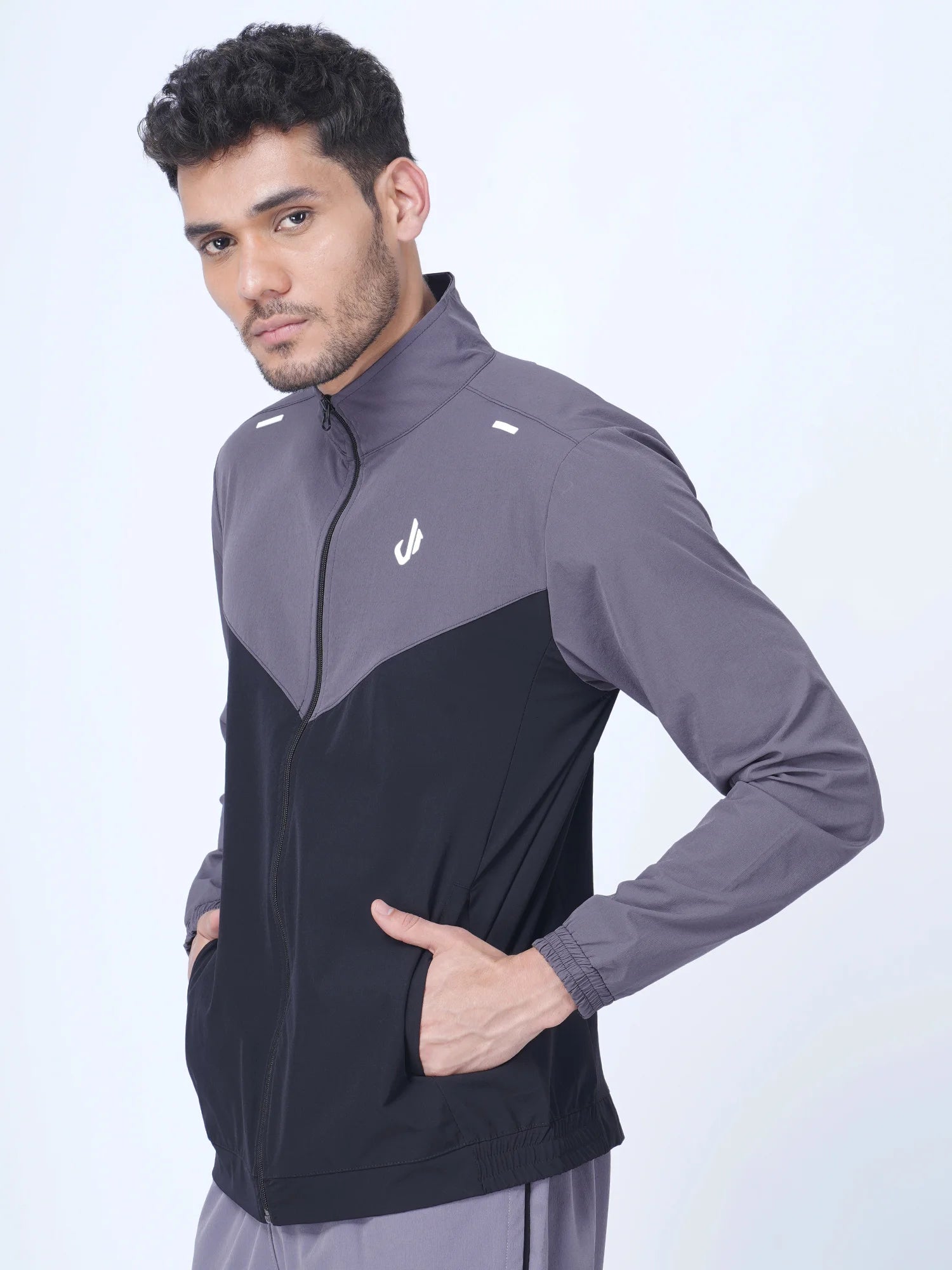 Grey Black Woven Training Jacket