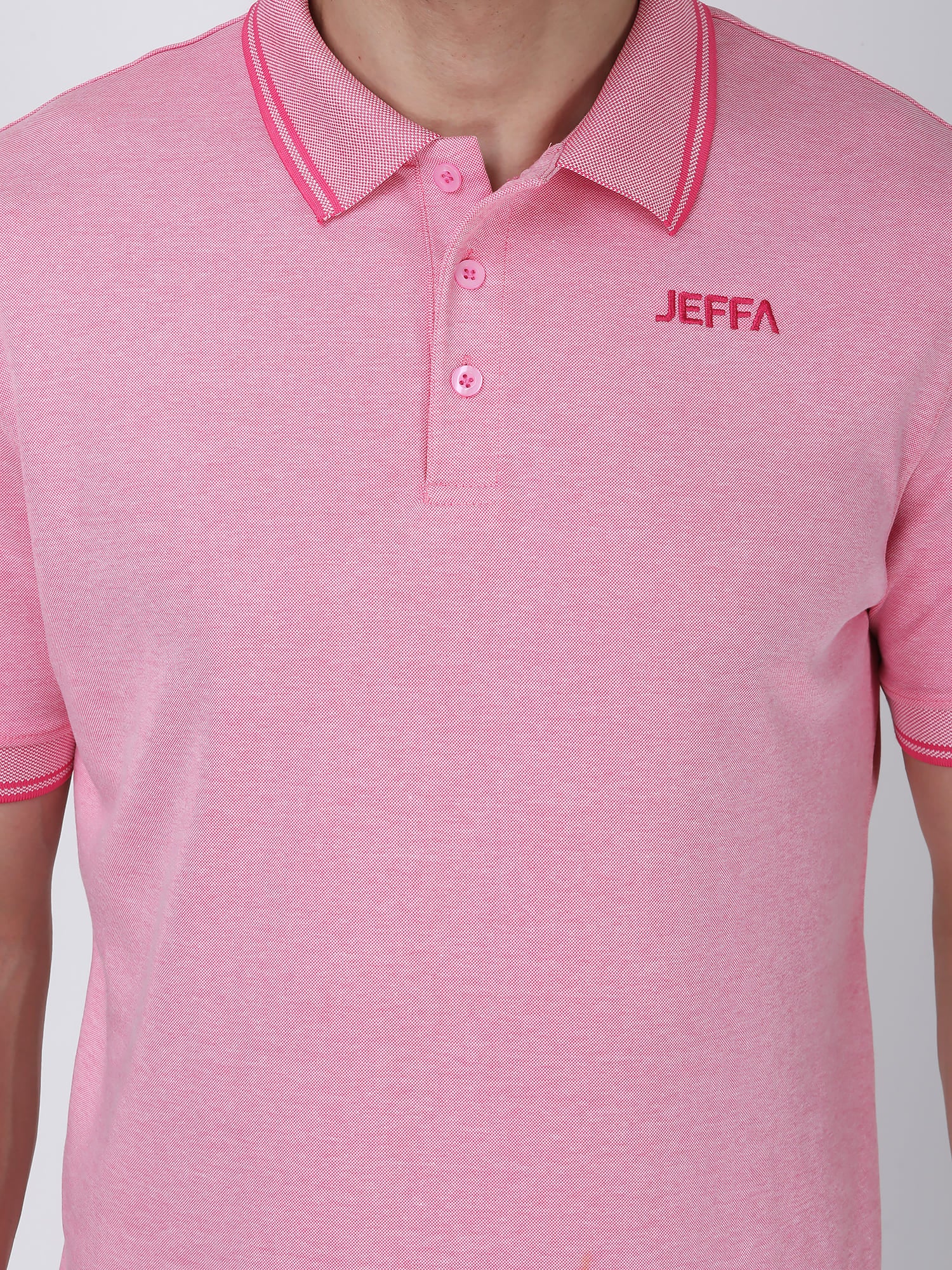 Jeffa Pink Essential Polo T-shirt For Men