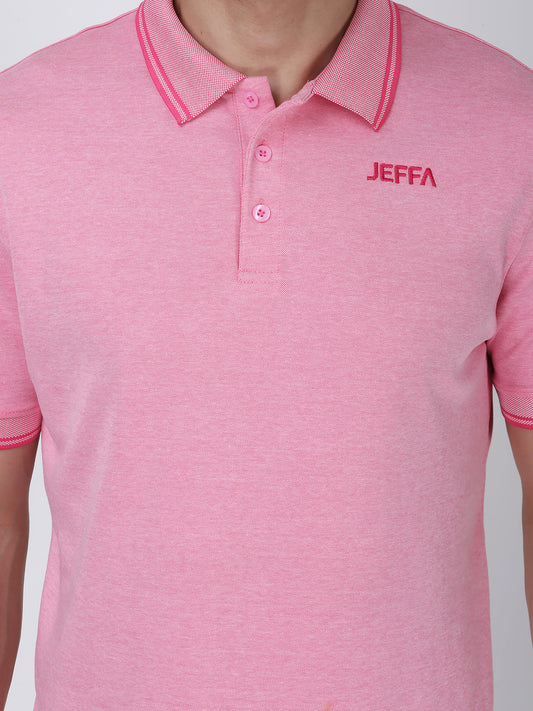Jeffa Pink Essential Polo T-shirt For Men