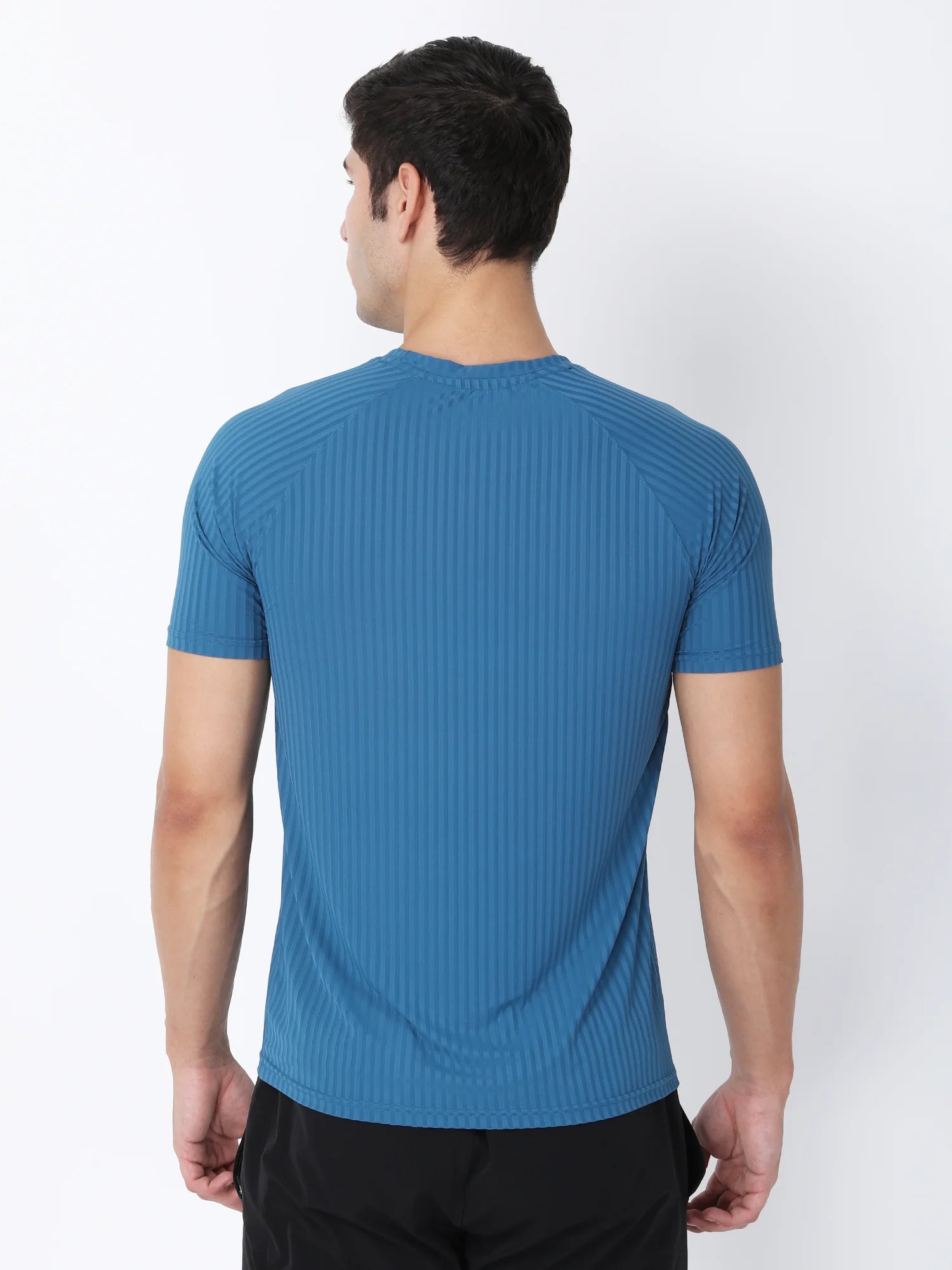 Back View of Jeffa Fit Fusion Nylon T-Shirt - Blue