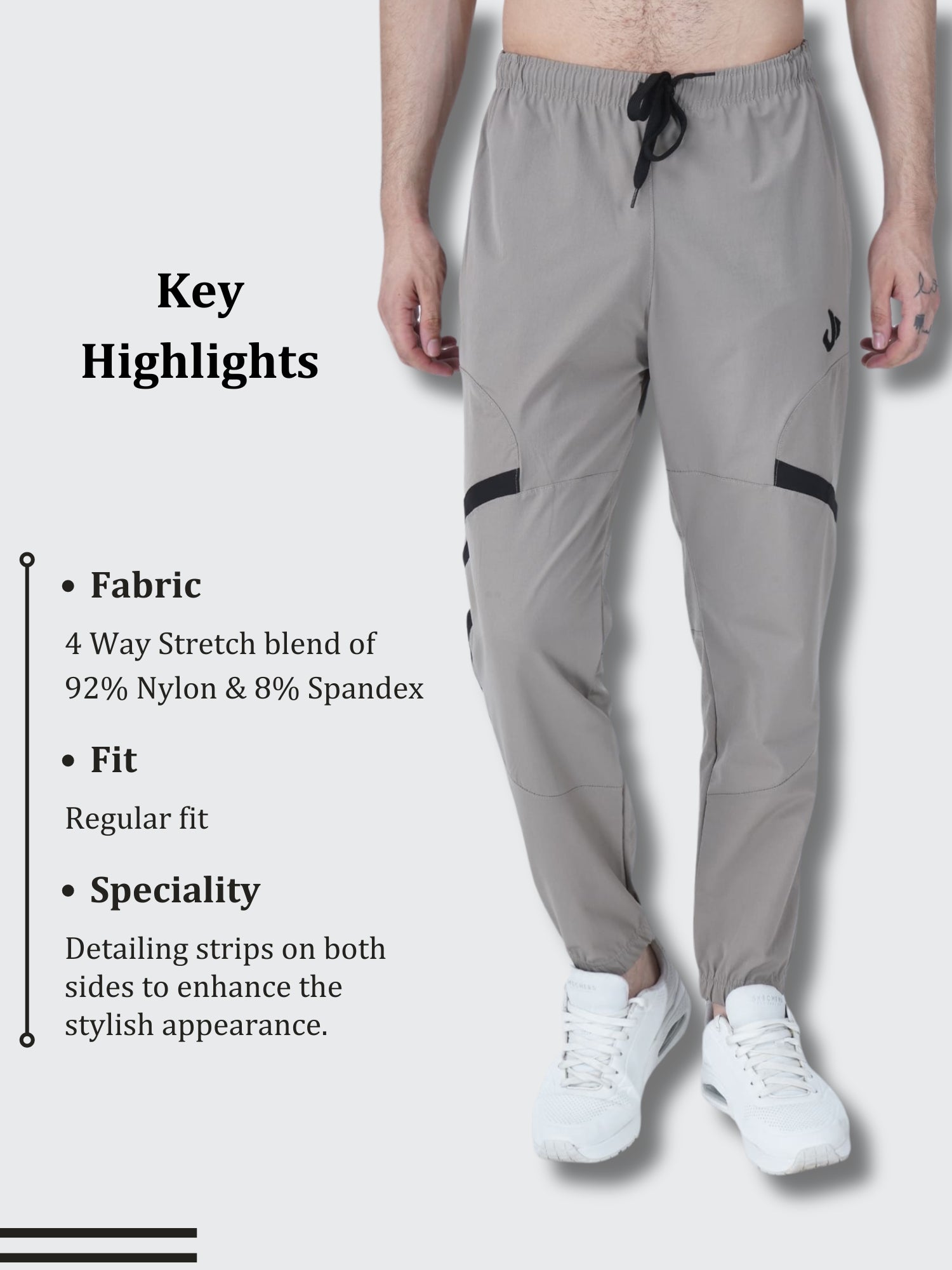 Beige Colour Nylon Jogger Details