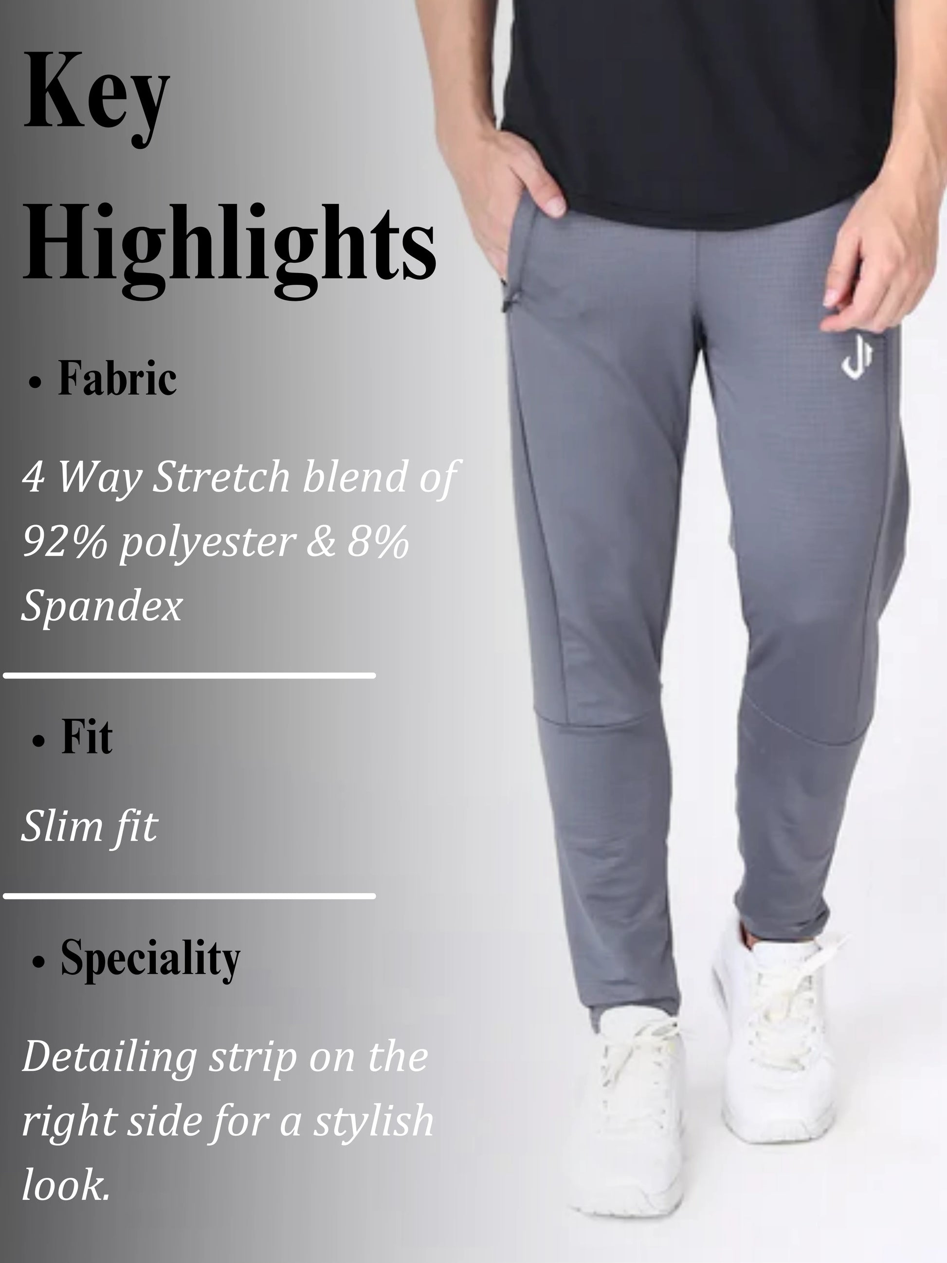 Polyester Track Pants Grey Details