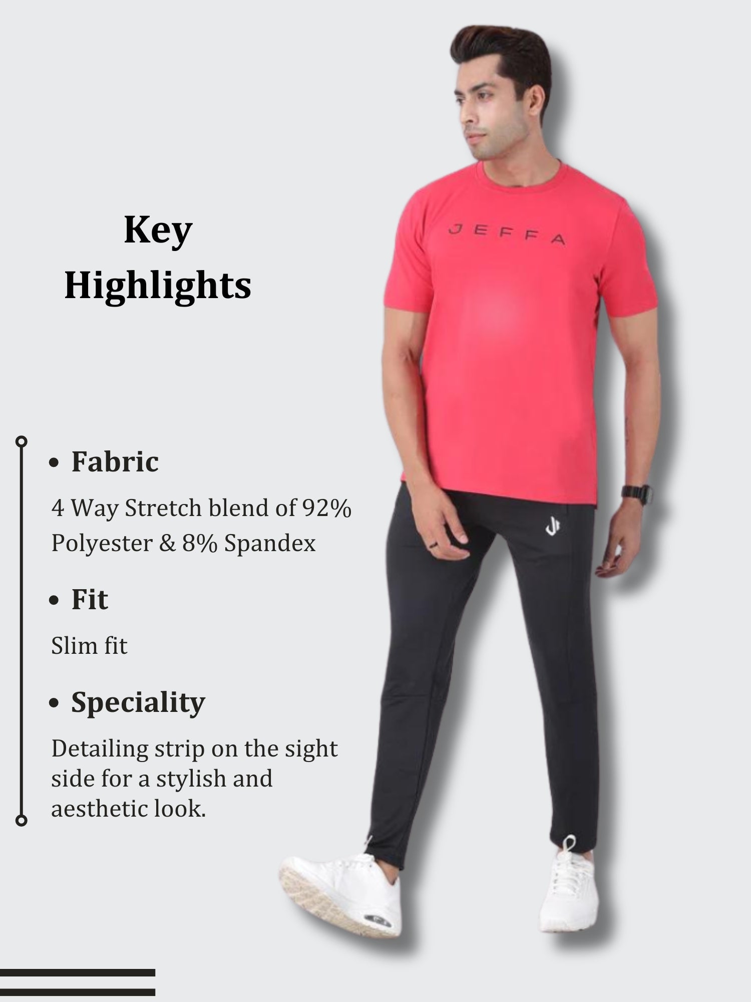 Black Polyester Track Pants Details