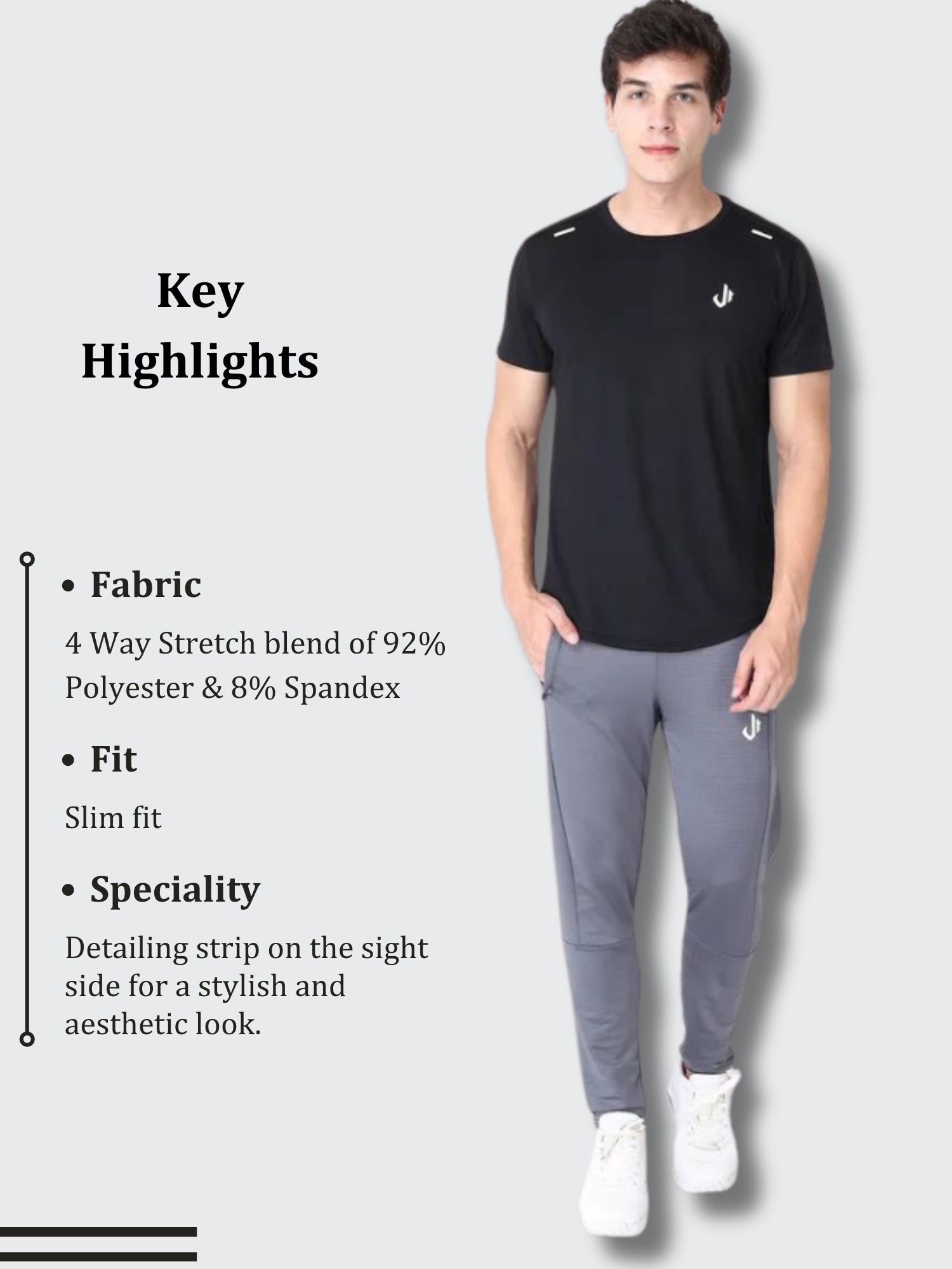 Grey Colour Polyester Track Pants Details