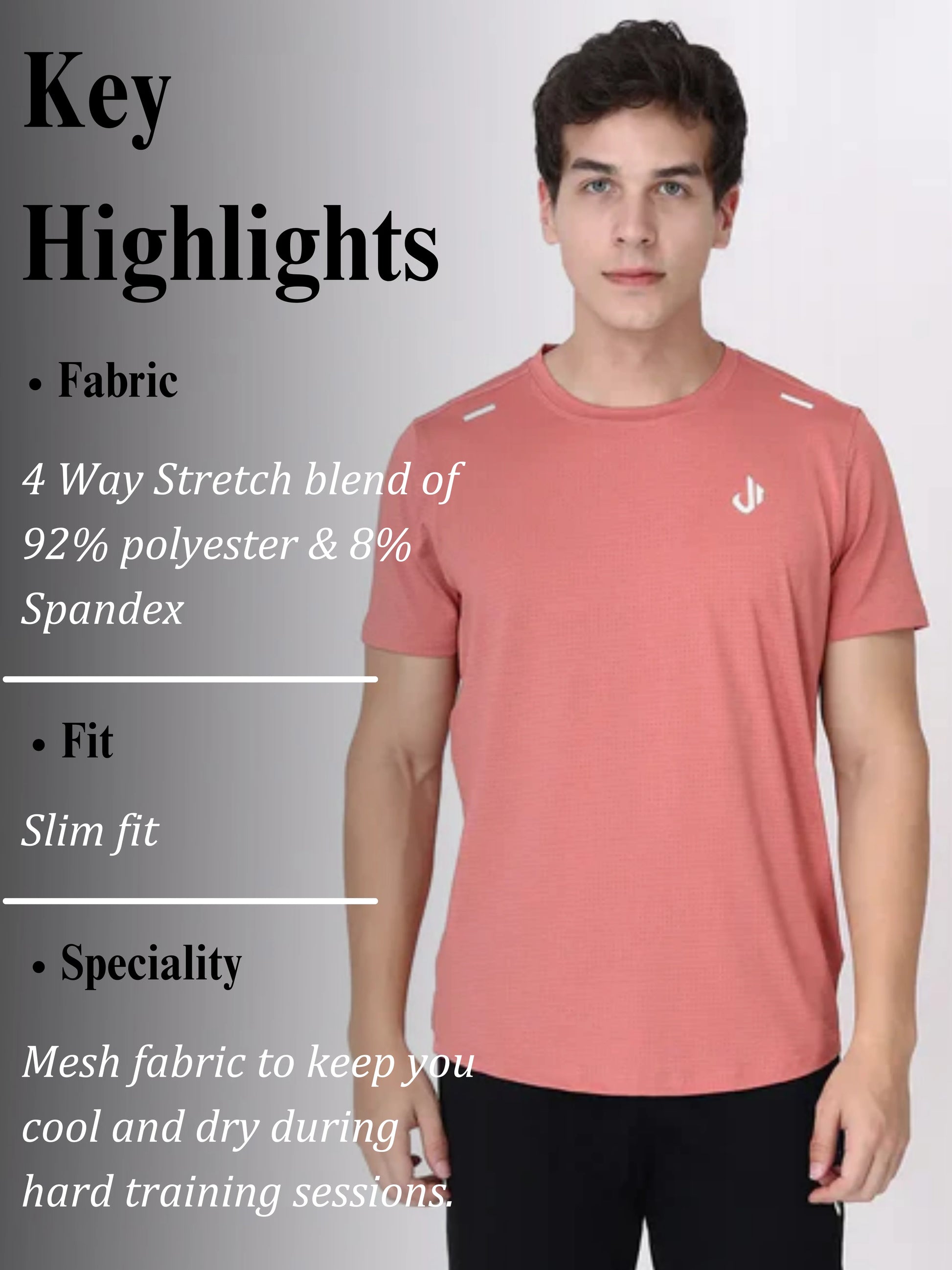 Jeffa Training T-shirt in Coral Details