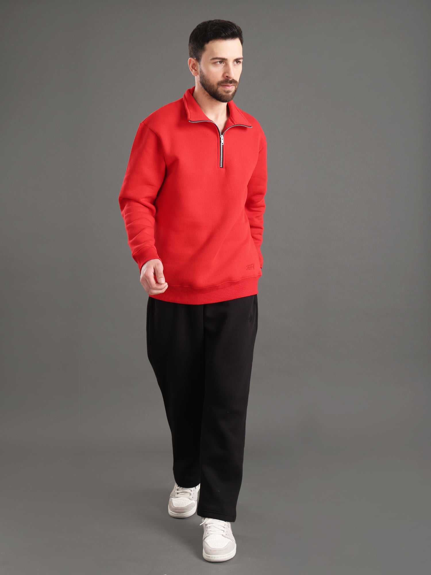 Core Essential Zip-Up Sweatshirt (Red) – JEFFA