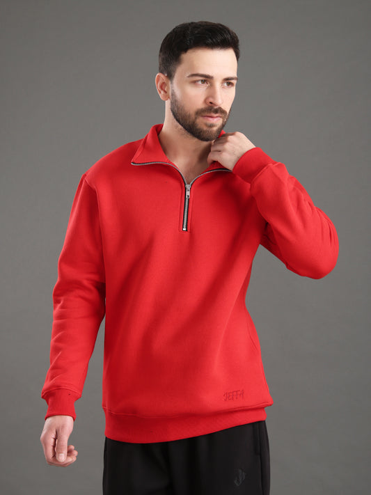 Core Essential Zip-Up Sweatshirt (Red)