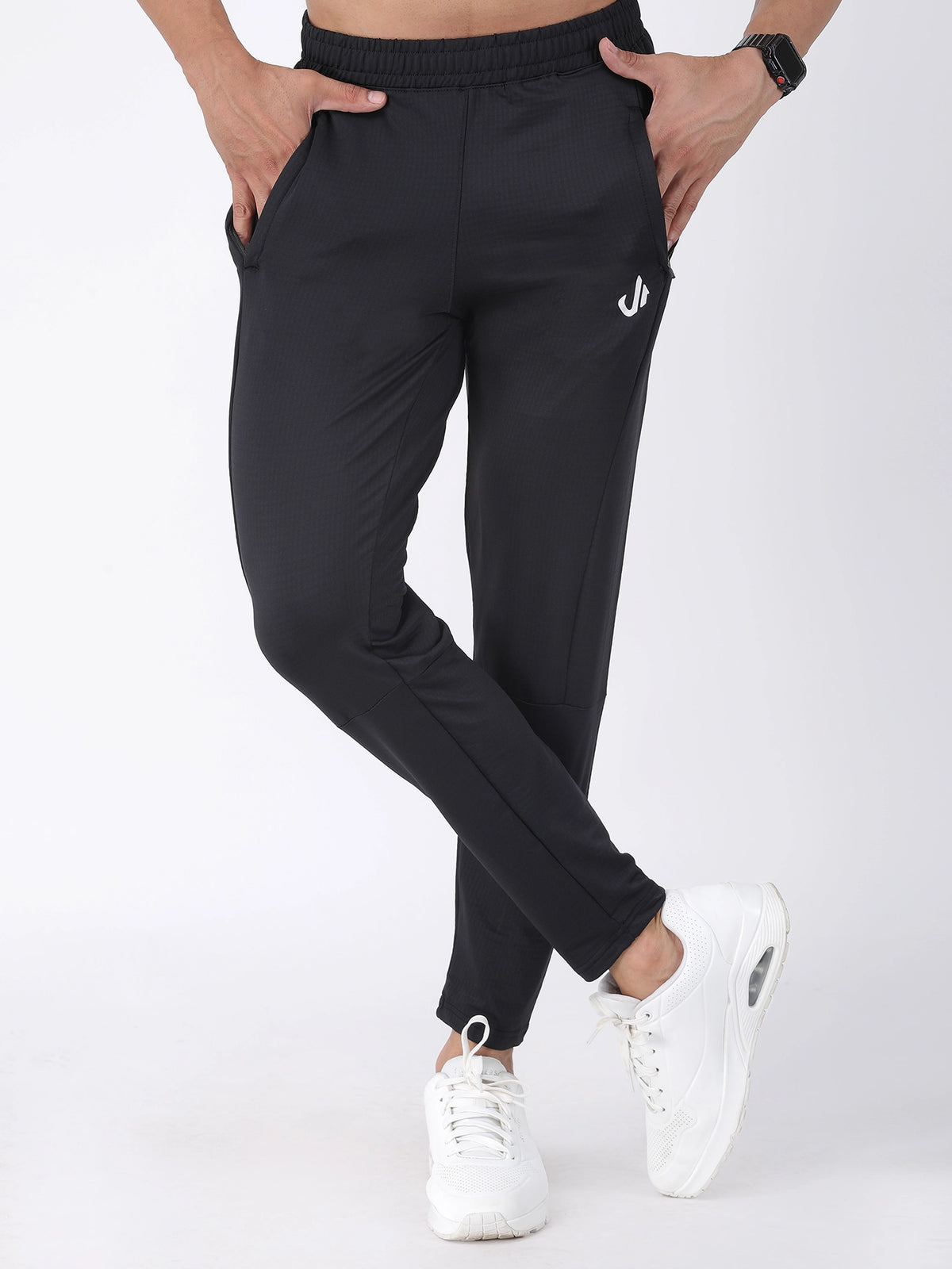 Black Polyester Track Pants