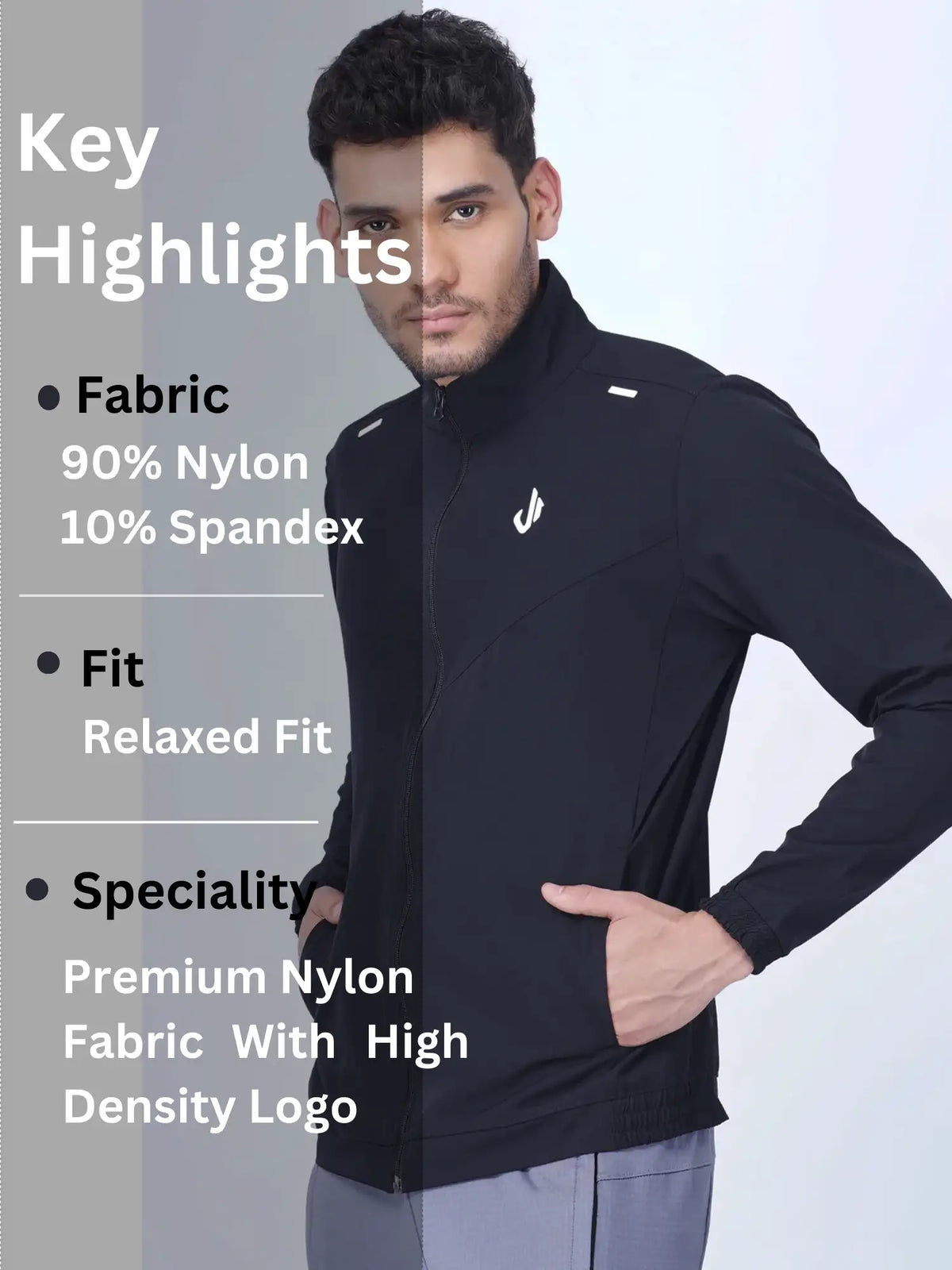 Solid Black Woven Training Jacket