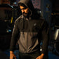 Black Colour Blocked Sports Jacket Hoodie