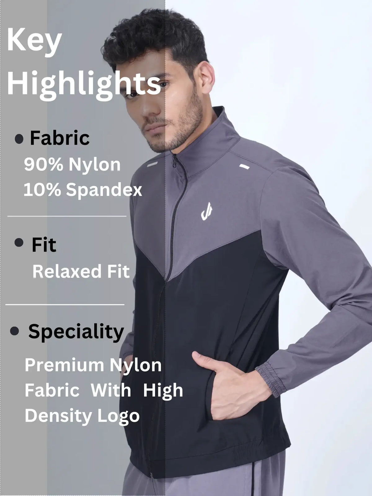 Grey Black Woven Training Jacket