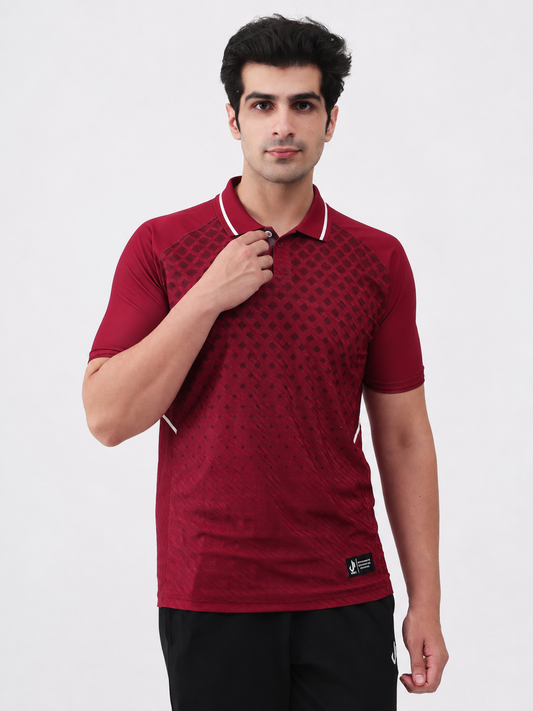 Elite Pro Coloured Polo Cricket Jersey (Red)
