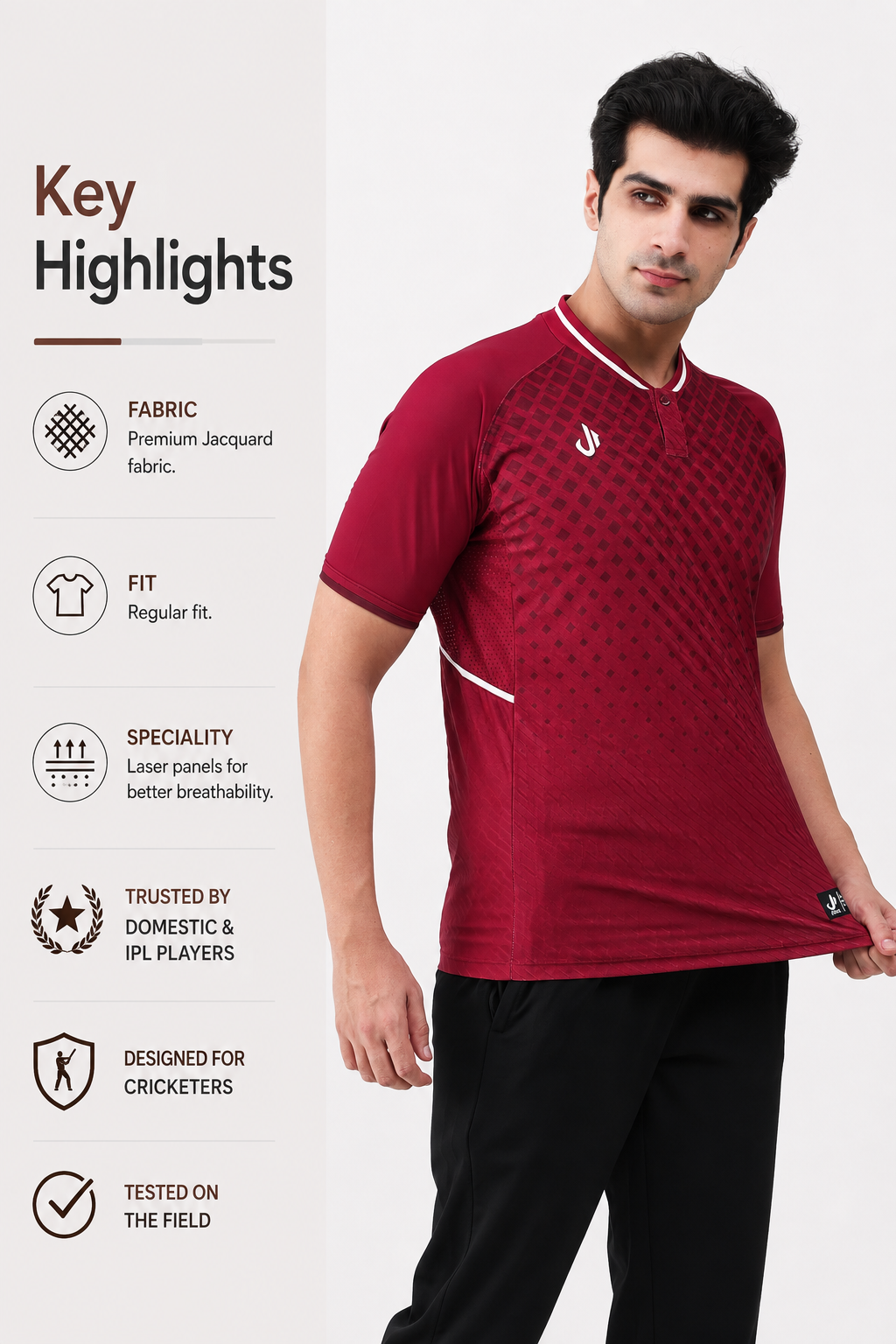 Elite Pro Coloured Cricket Jersey (Red)