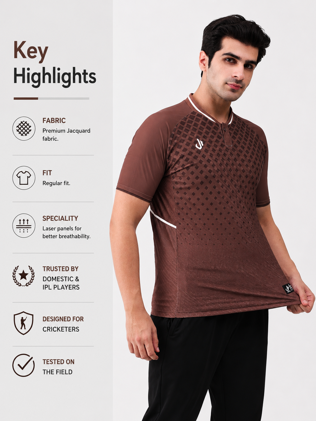 Elite Pro Coloured Cricket Jersey (Brown)