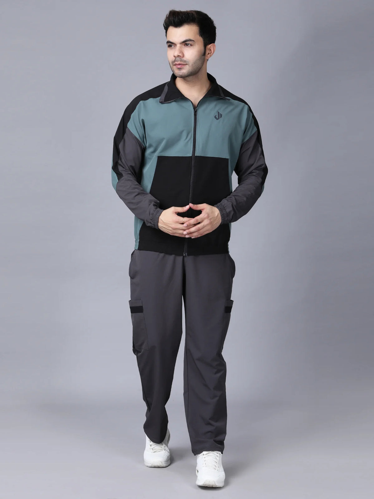 Olive Colour Blocked Nylon Jacket