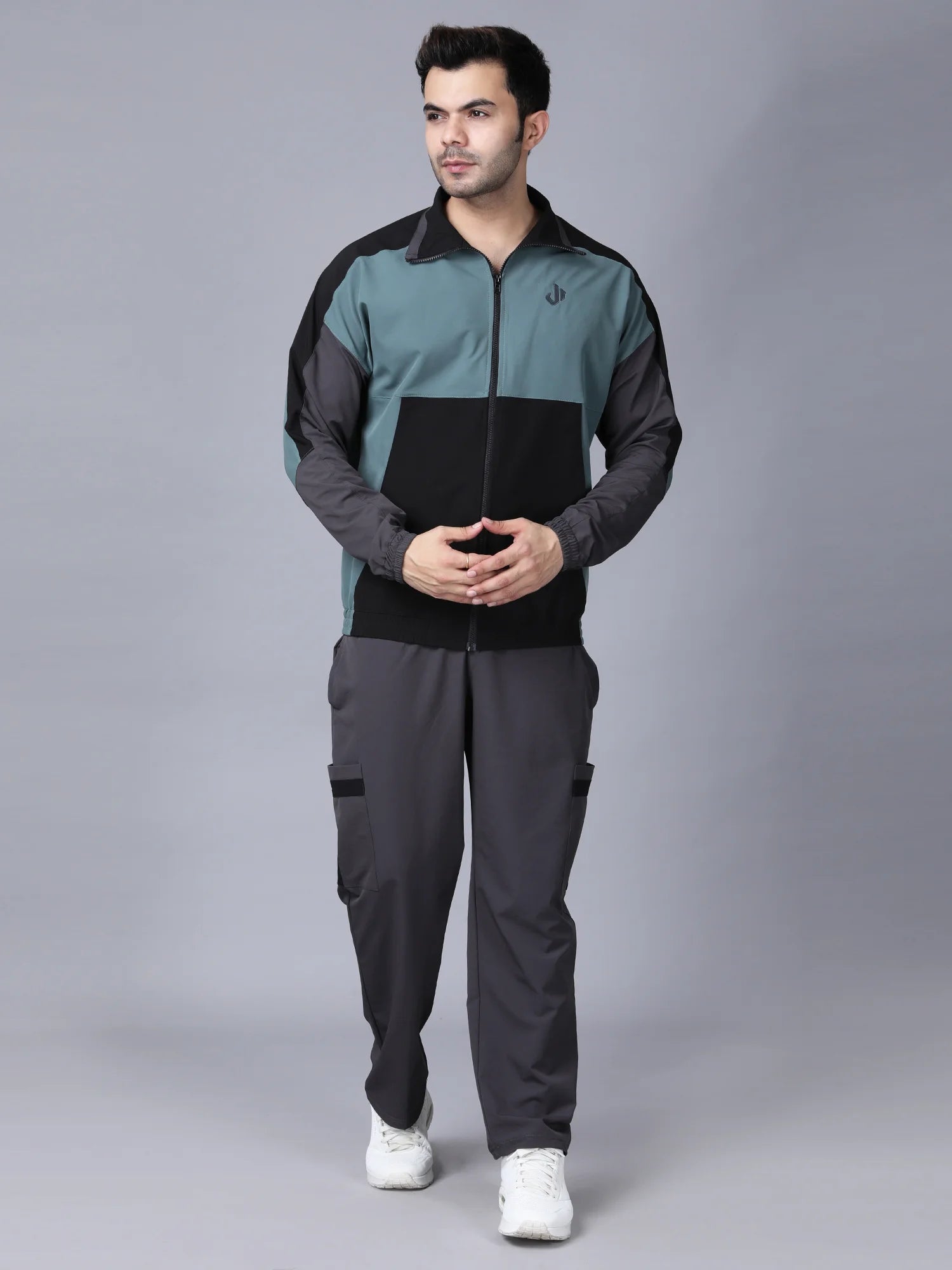 Olive Colour Blocked Nylon Jacket
