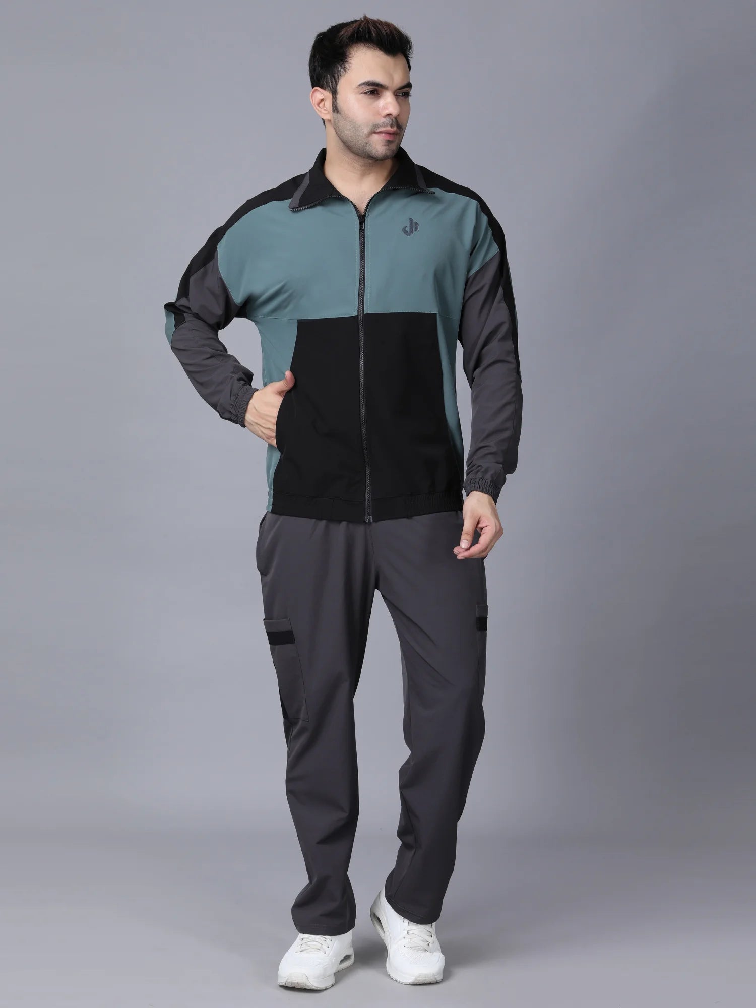 Olive Colour Blocked Nylon Jacket