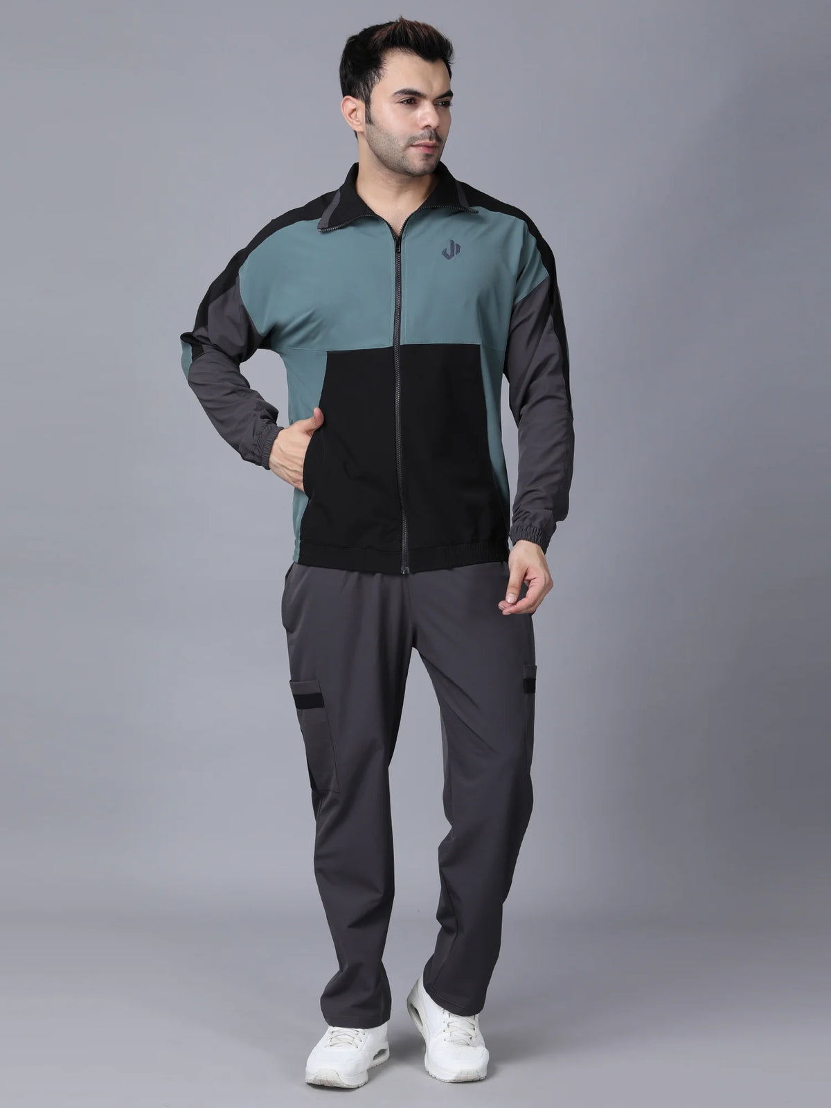 Olive Colour Blocked Nylon Jacket