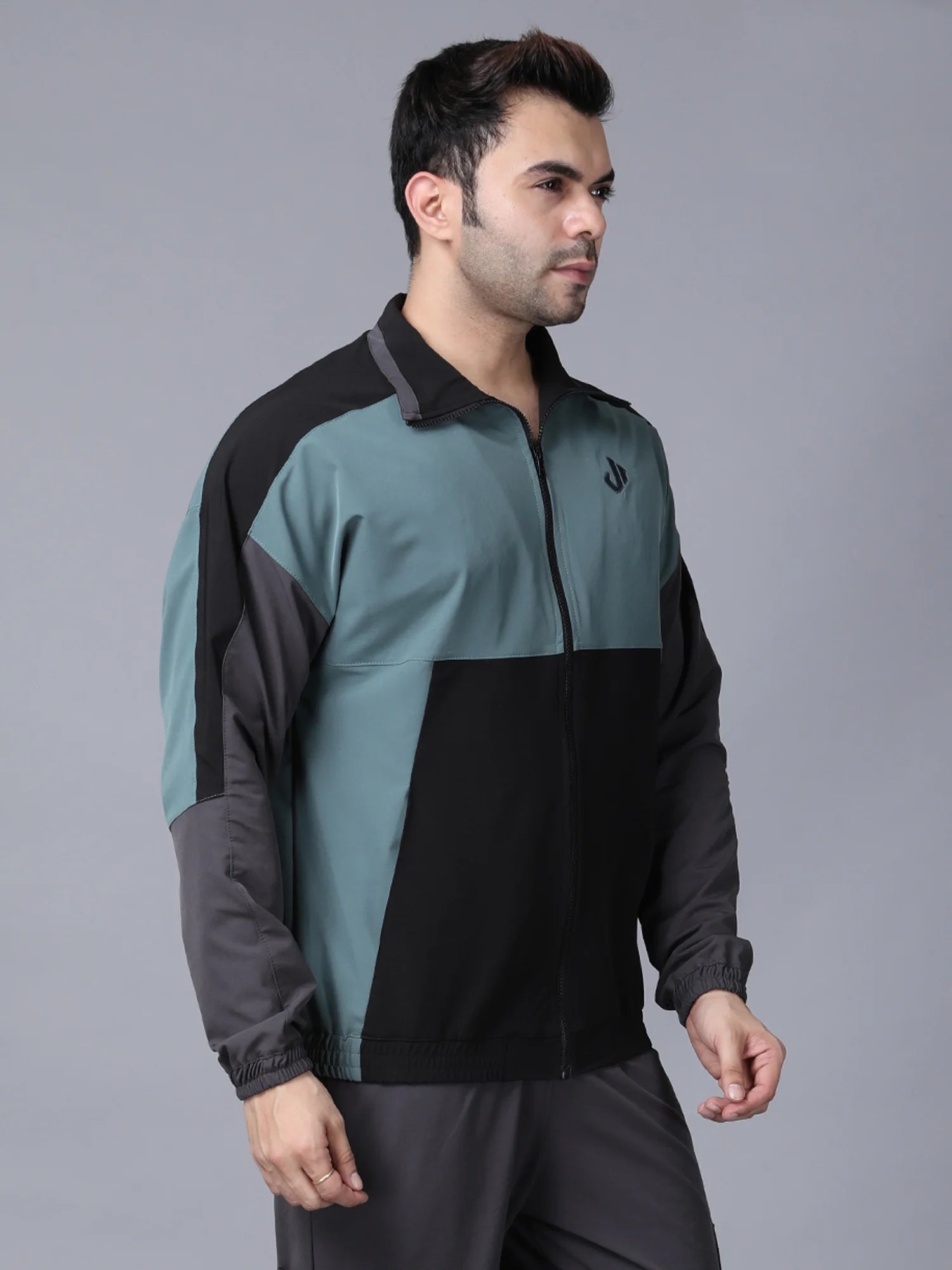 Olive Colour Blocked Nylon Jacket