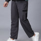 Grey Colour Blocked Nylon Track Pants