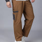 Tan Colour Blocked Nylon Track Pants