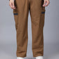 Tan Colour Blocked Nylon Track Pants