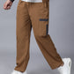 Tan Colour Blocked Nylon Track Pants