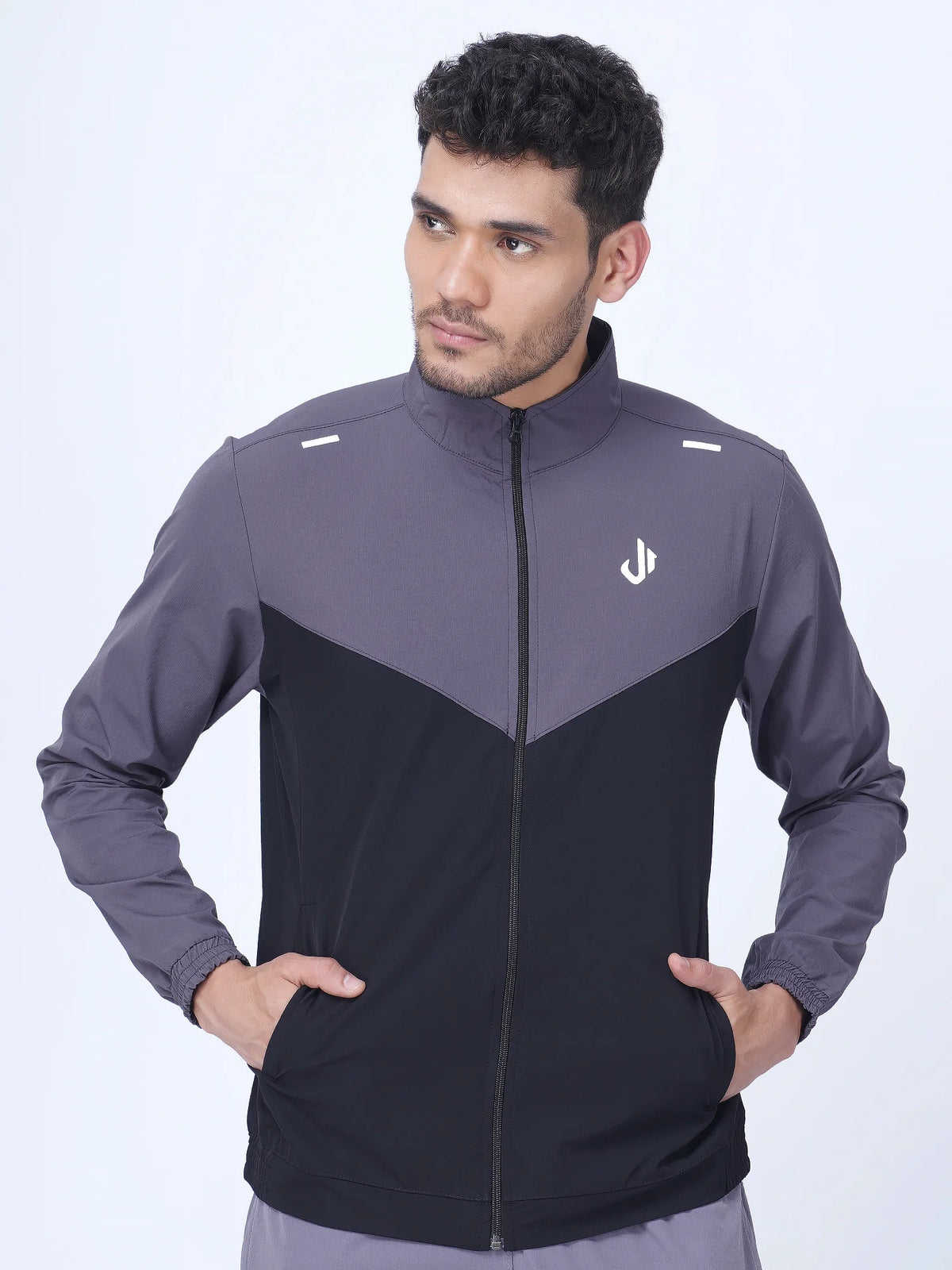Grey Black Woven Training Jacket