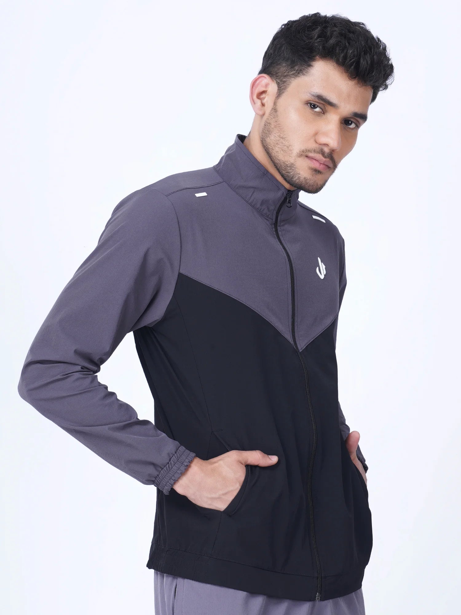 Grey Black Woven Training Jacket