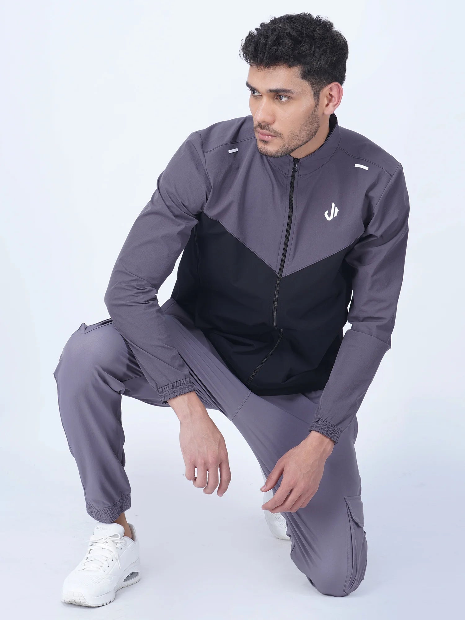 Grey Black Woven Training Jacket