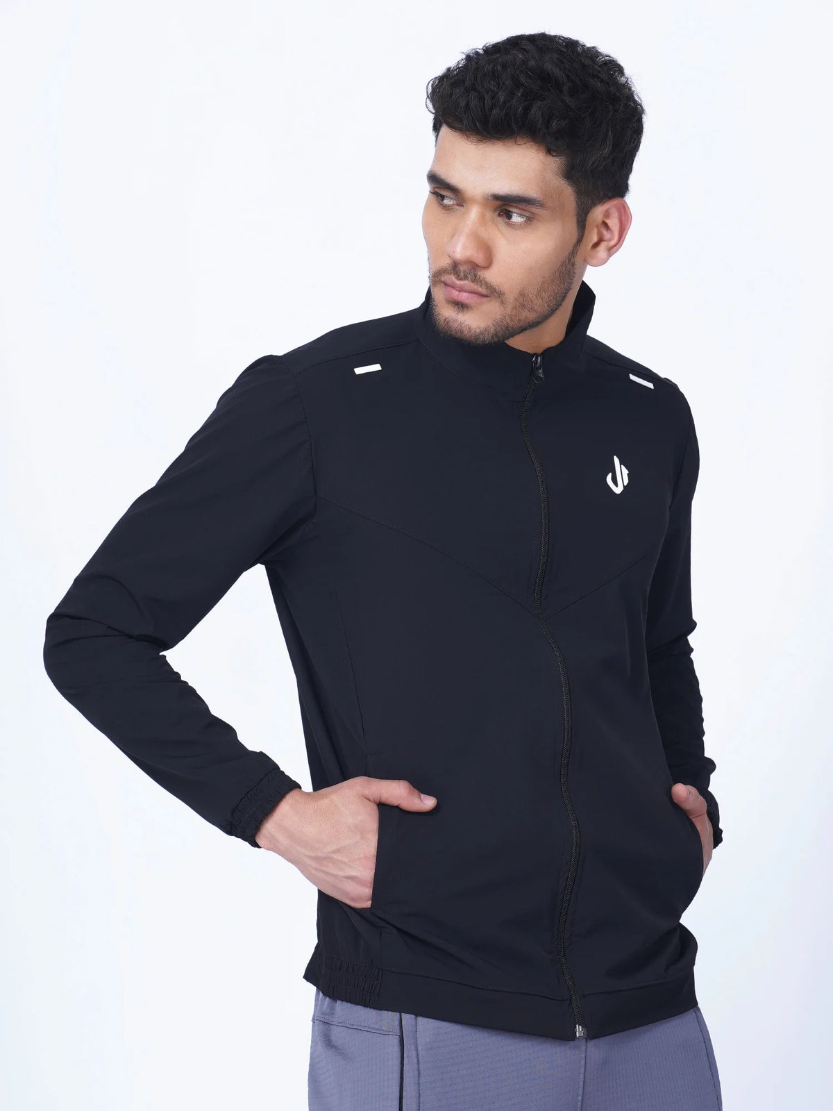 Solid Black Woven Training Jacket