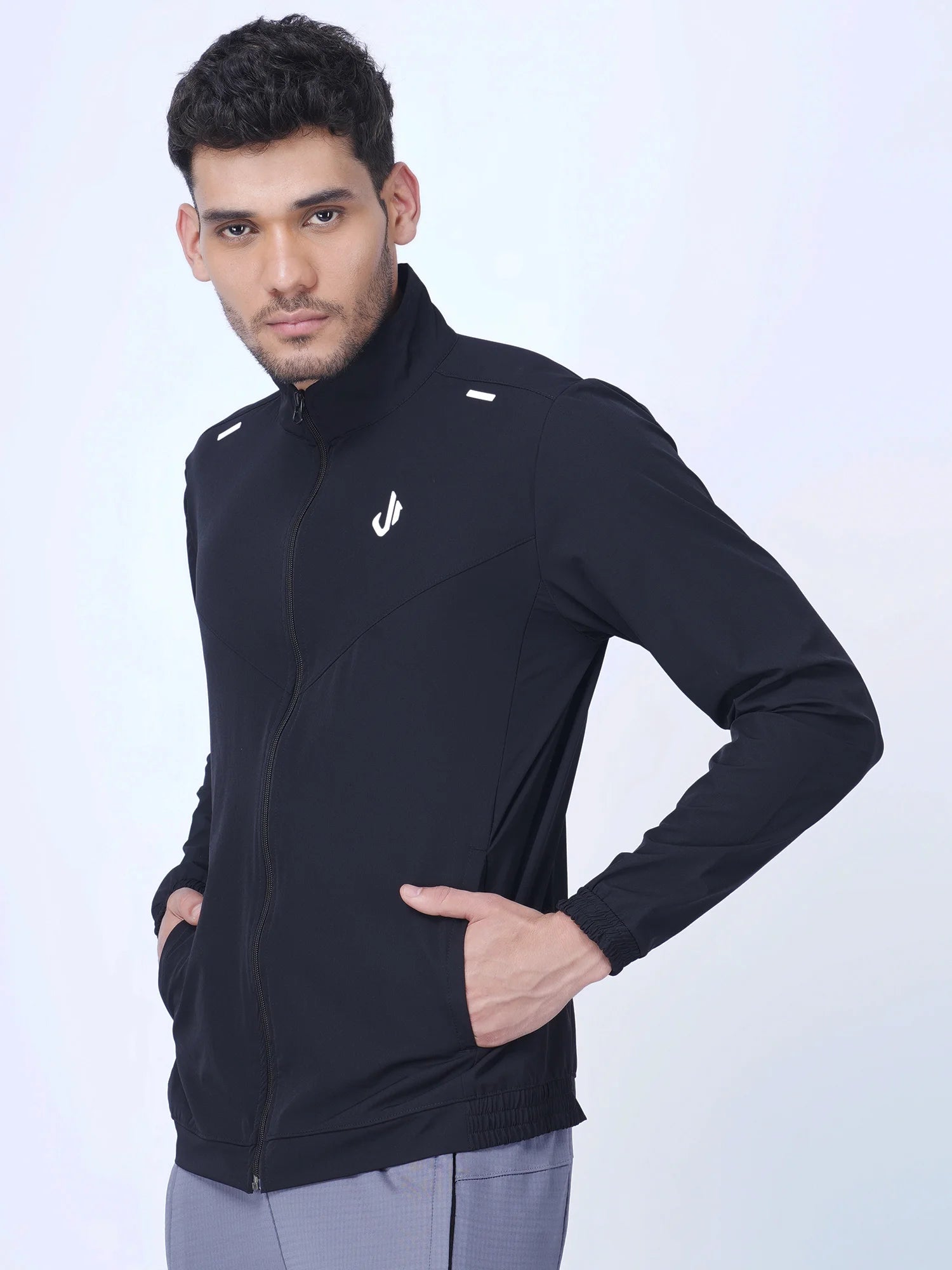 Solid Black Woven Training Jacket