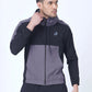 Black Colour Blocked Sports Jacket Hoodie