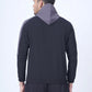Black Colour Blocked Sports Jacket Hoodie