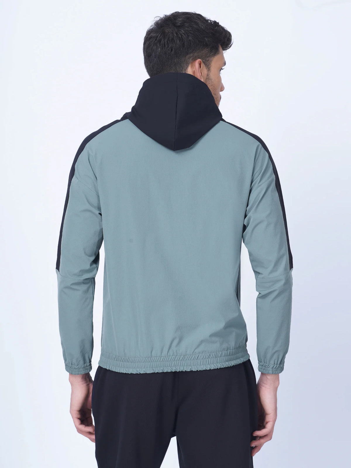 Colour Blocked Sports Jacket Hoodie (Olive)