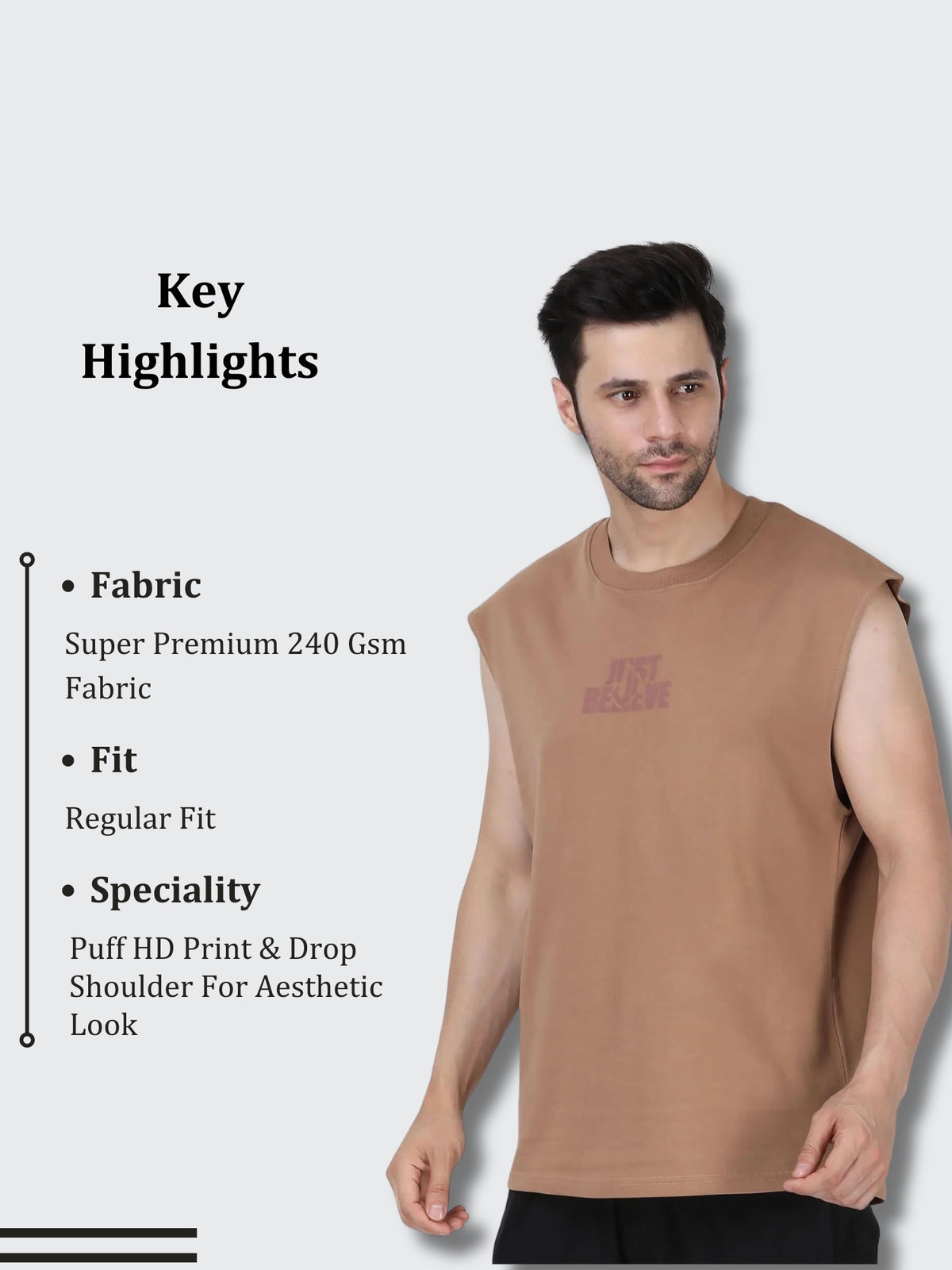 Essential Oversized Active Vest (Beige)