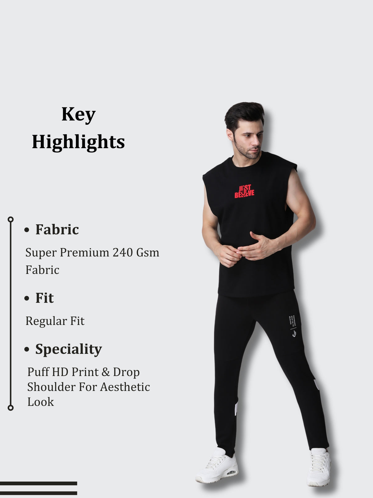 Essential Oversized Active Vest (Black)