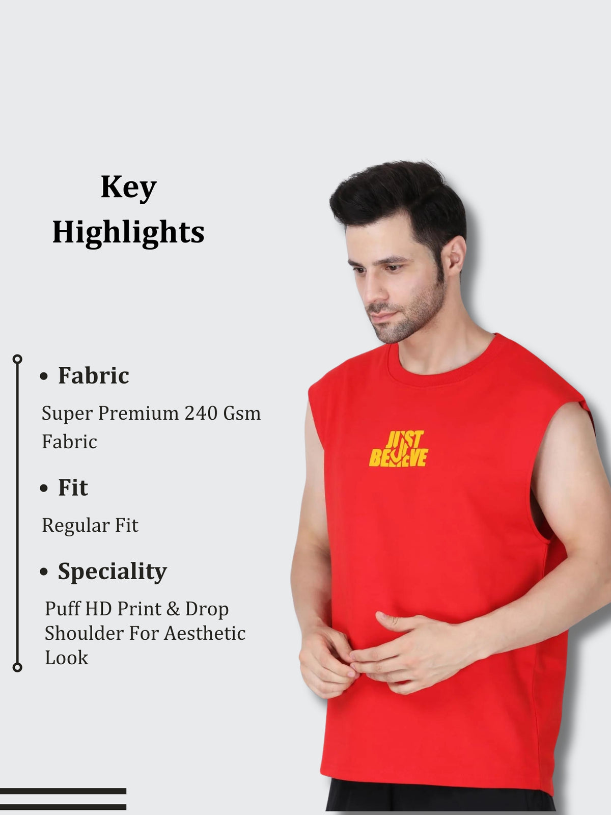 Essential Oversized Active Vest (Red)