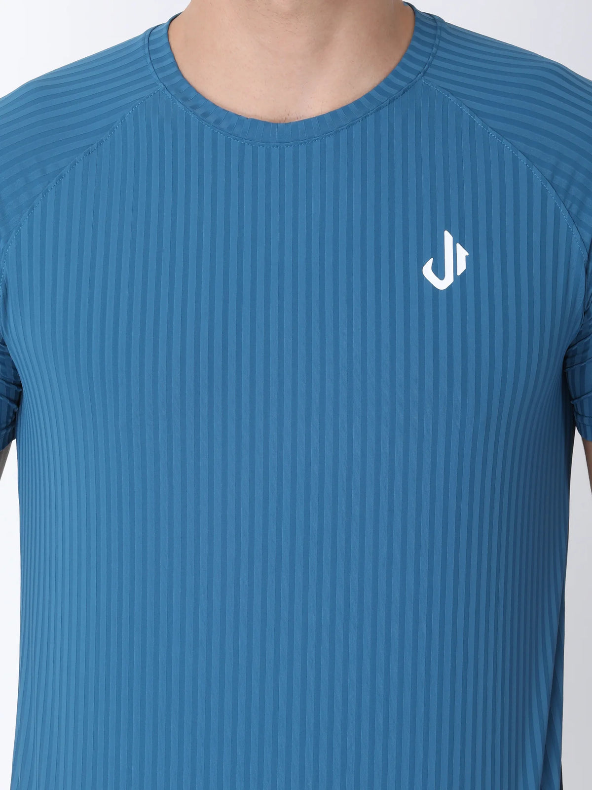 Close-Up View of Jeffa Fit Fusion Nylon T-Shirt - Blue