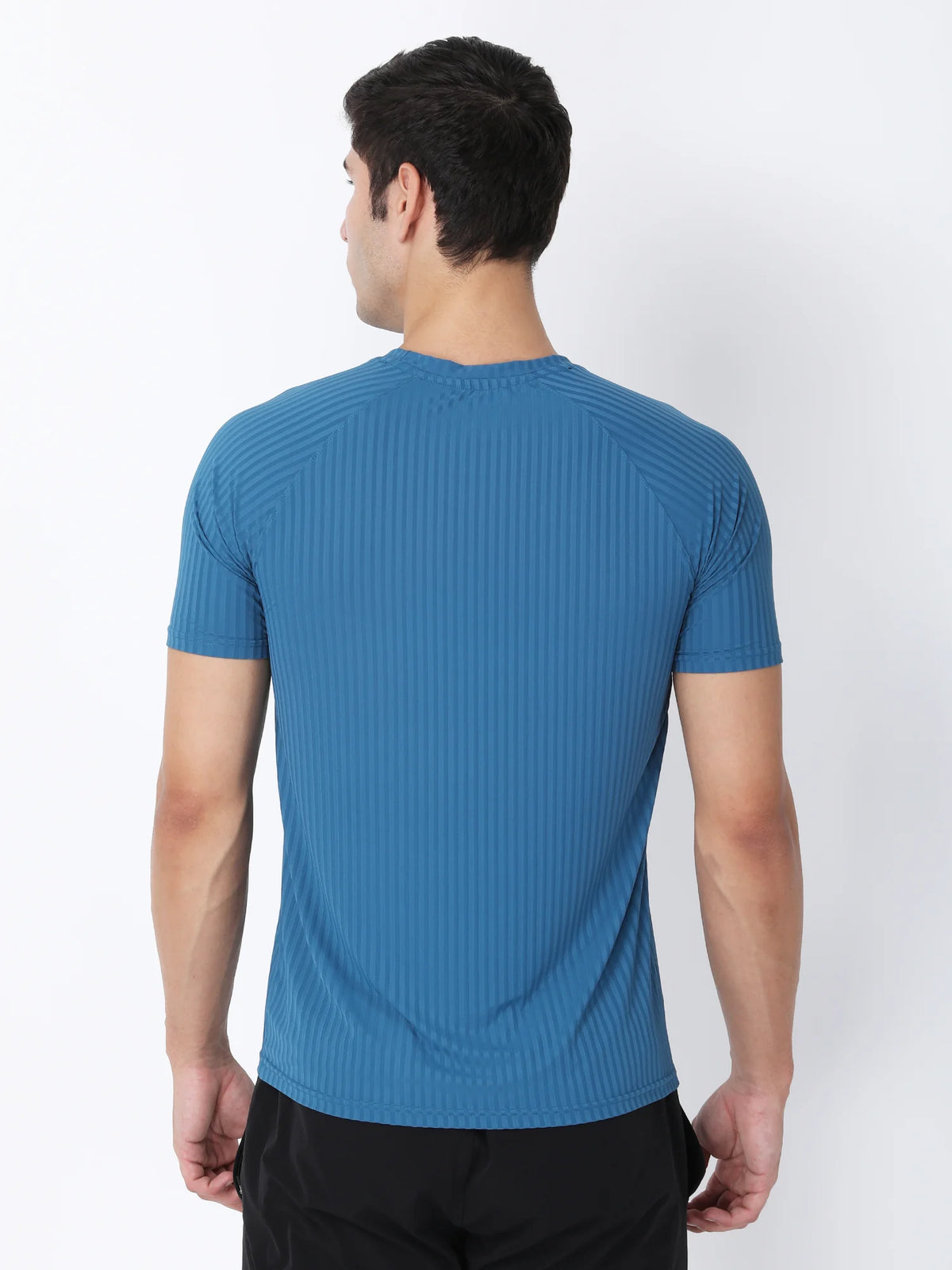 Back View of Jeffa Fit Fusion Nylon T-Shirt - Blue