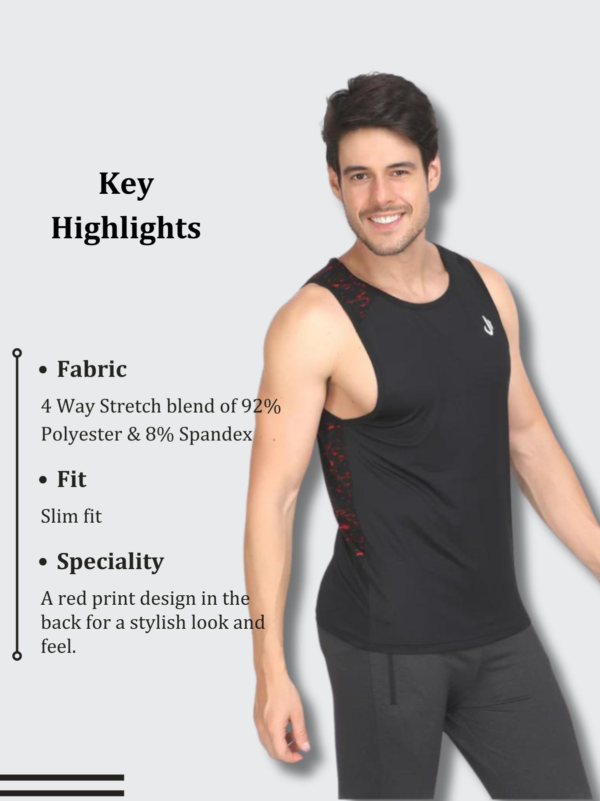 Printed Running Vest (Black)