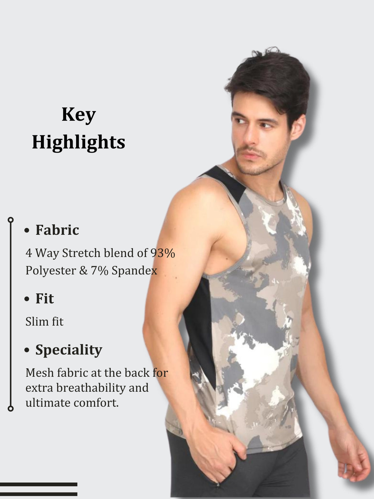 Printed Running Vest (Sand)
